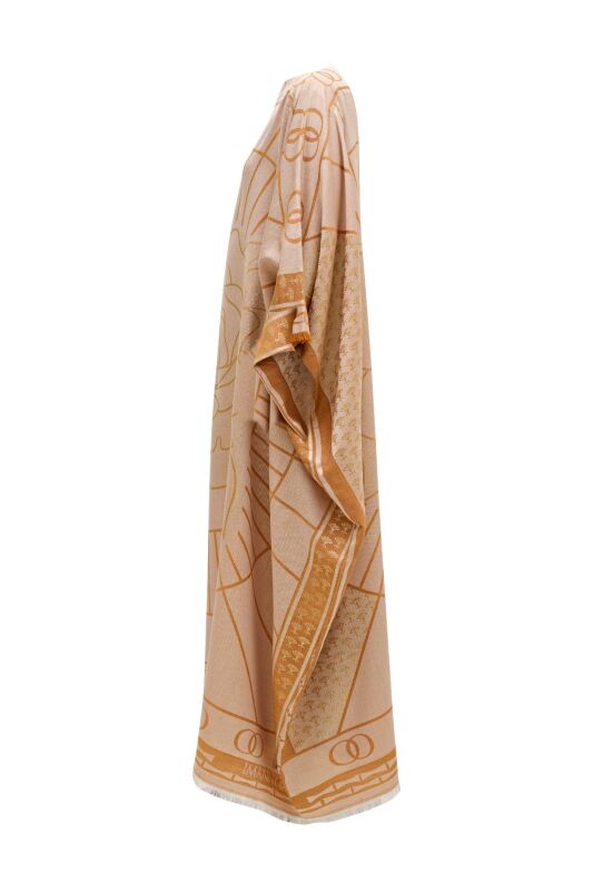Leila Silk Jacquard Caftan Gold - 3