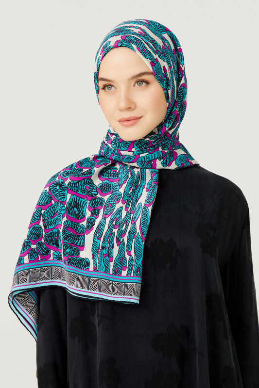 Leopard of the East Silk Scarf Blue - 2