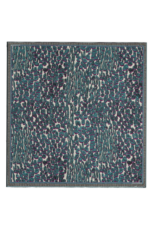 Leopard of the East Silk Scarf Blue - 1