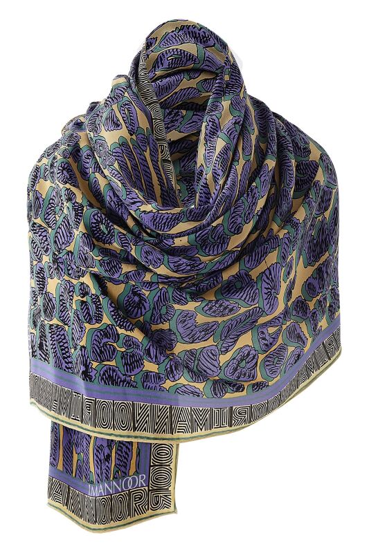 Leopard of the East Silk Scarf Plum - 5