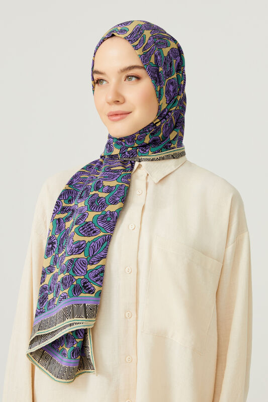 Leopard of the East Silk Scarf Plum - 2