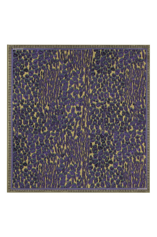 Leopard of the East Silk Scarf Plum - 1