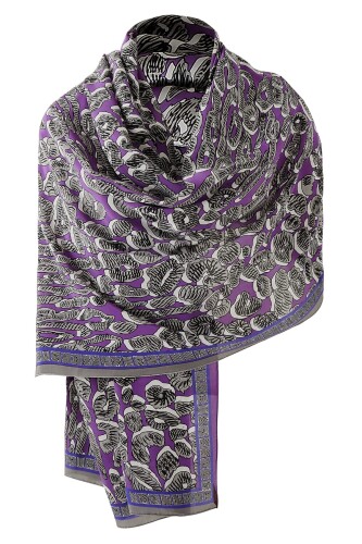 Leopard of the East Silk Shawl Fuchsia - 5