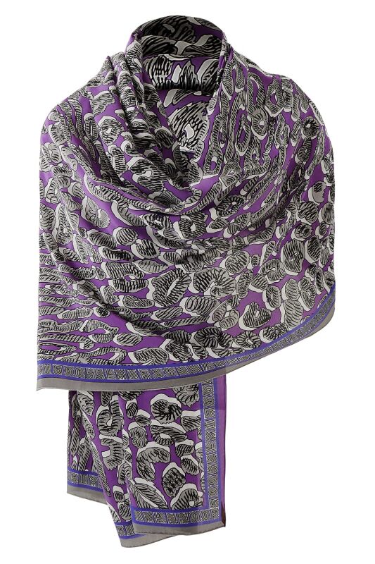 Leopard of the East Silk Shawl Fuchsia - 5