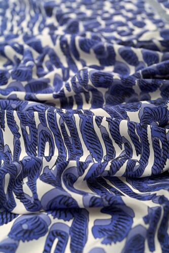 Leopard Silk Shawl Indigo - 2