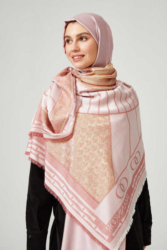 Leyla Simli Açık Pembe İpekEşarp - 2