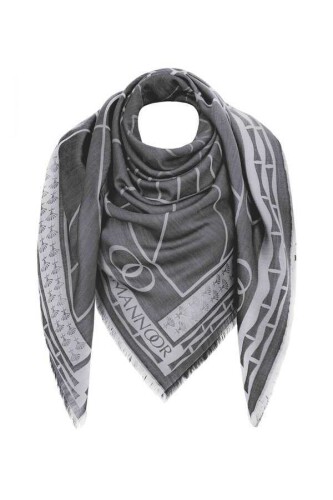 Leyla's Night Rose Silk Shawl Dark Grey - 4