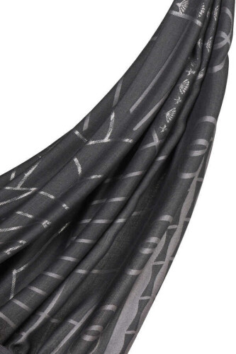 Leyla's Night Rose Silk Shawl Dark Grey - 6