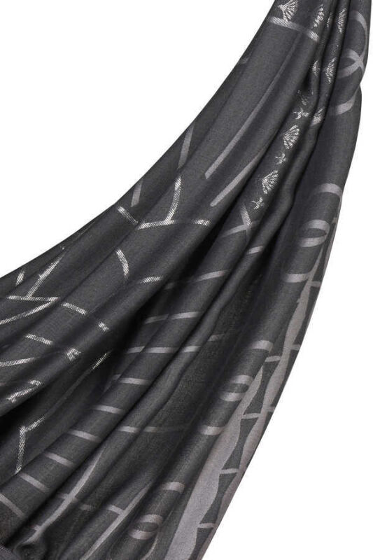 Leyla's Night Rose Silk Shawl Dark Grey - 6