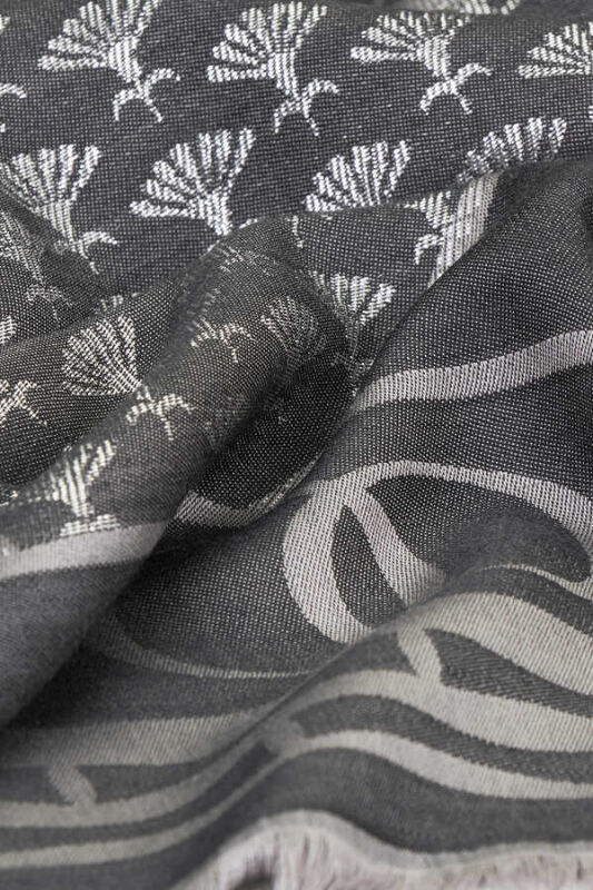Leyla's Night Rose Silk Shawl Dark Grey - 3