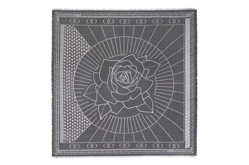 Leyla's Night Rose Silk Shawl Dark Grey - 1