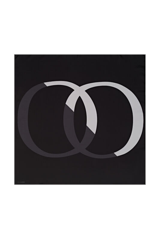 Logo-1 Siyah Tivil İpek Eşarp - 1
