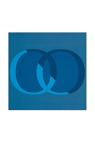 Logo-1 Twill Silk Scarf Blue - 1