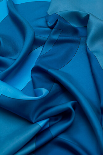 Logo-1 Twill Silk Scarf Blue - 3