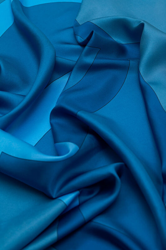 Logo-1 Twill Silk Scarf Blue - 3