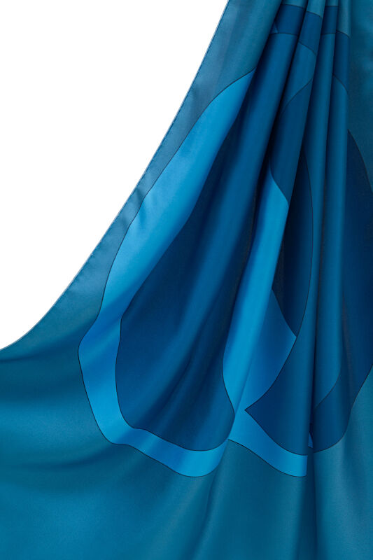 Logo-1 Twill Silk Scarf Blue - 5