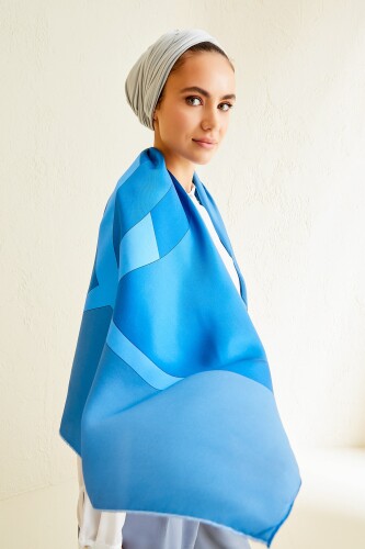 Logo-1 Twill Silk Scarf Blue - 6