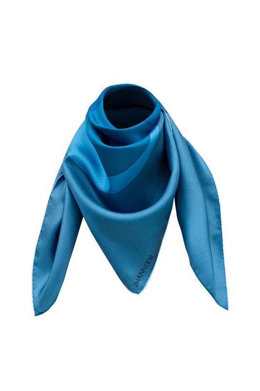 Logo-1 Twill Silk Scarf Blue - 7