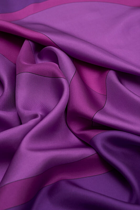 Logo-1 Twill Silk Scarf Purple - 3