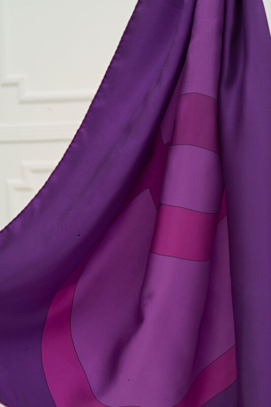 Logo-1 Twill Silk Scarf Purple - 5