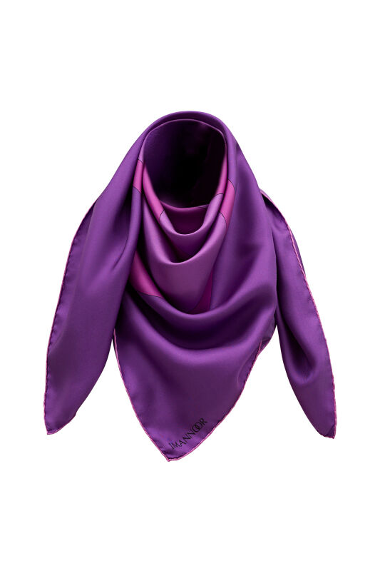 Logo-1 Twill Silk Scarf Purple - 7