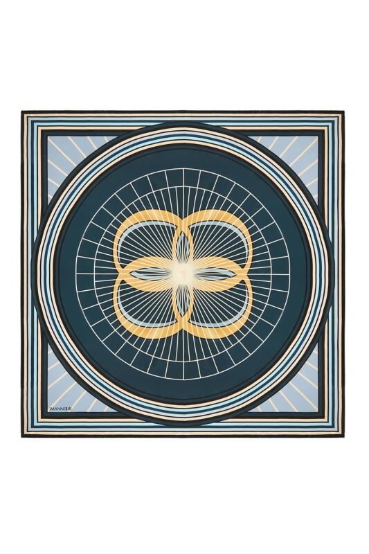 Logo-2 Twill Silk Scarf Grey - 1