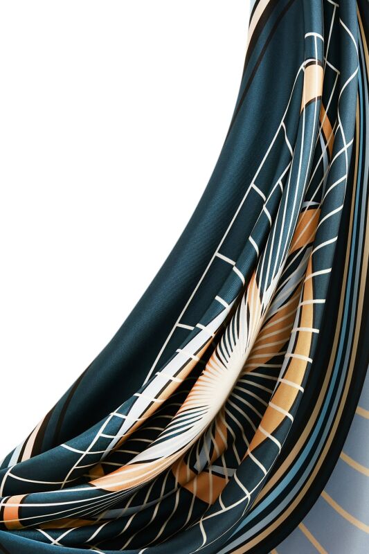 Logo-2 Twill Silk Scarf Grey - 3
