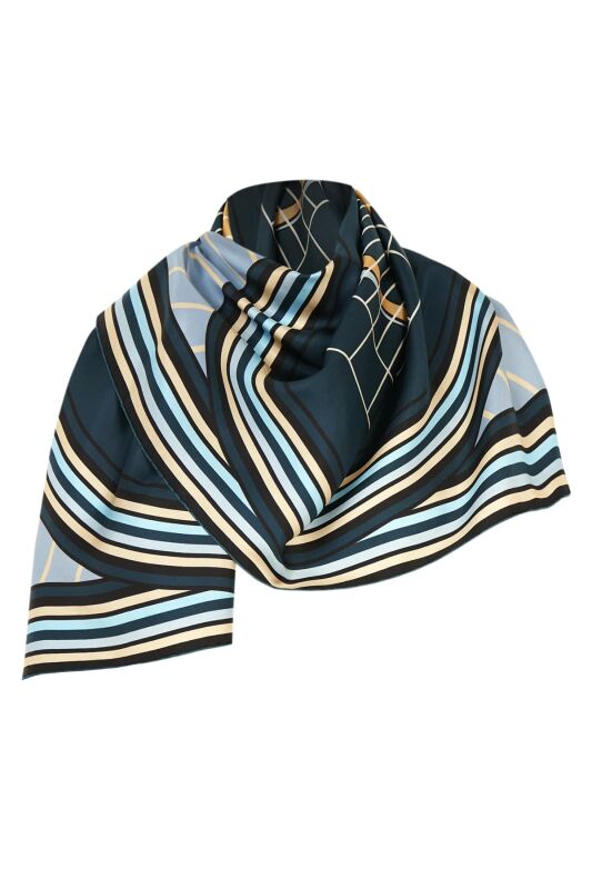 Logo-2 Twill Silk Scarf Grey - 4