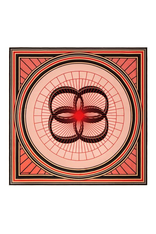 Logo-2 Twill Silk Scarf Red - 1