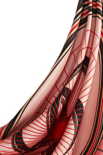 Logo-2 Twill Silk Scarf Red - 3