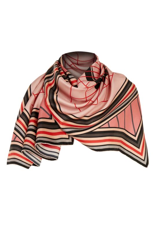 Logo-2 Twill Silk Scarf Red - 5