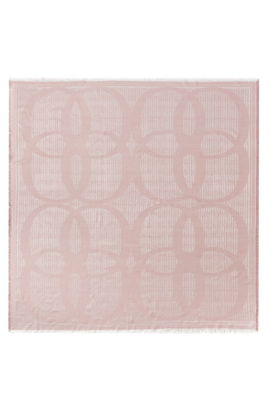 Logo-4 Pembe Yün İpek Eşarp - 1