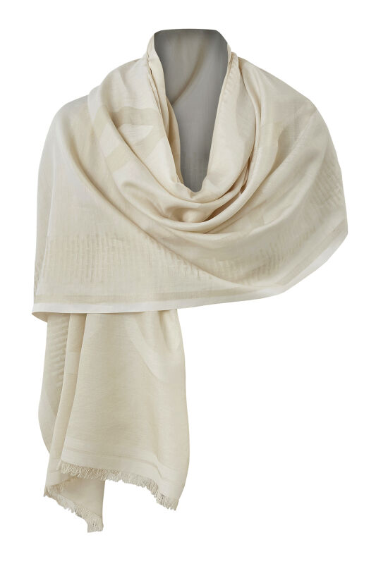 Logo 8 Cotton Silk Shawl Creme - 7