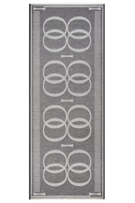 Logo 8 Cotton Silk Shawl Dark Grey - 1