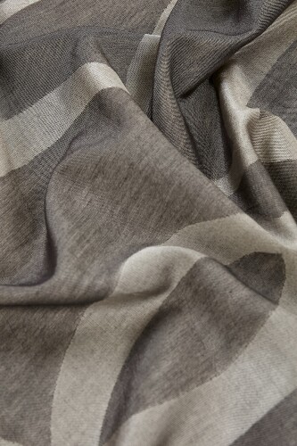 Logo 8 Cotton Silk Shawl Dark Grey - 3