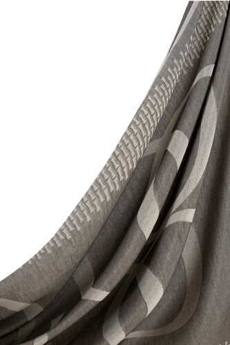 Logo 8 Cotton Silk Shawl Dark Grey - 5