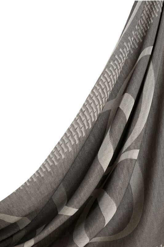 Logo 8 Cotton Silk Shawl Dark Grey - 5