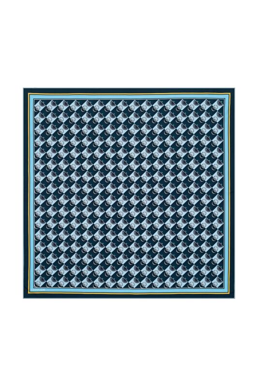 Logo Square Twill Silk Scarf Blue - 1