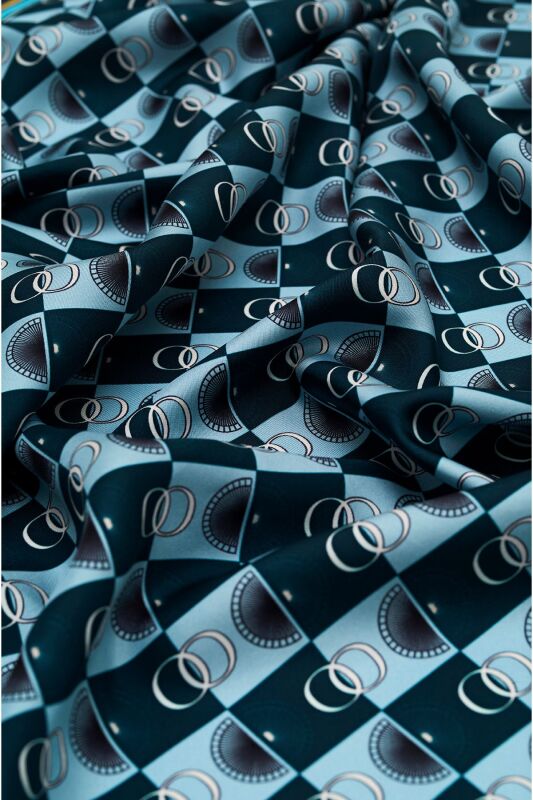 Logo Square Twill Silk Scarf Blue - 3