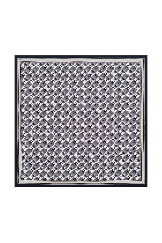 Logo Square Twill Silk Scarf Mink - 1