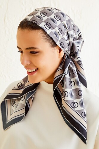 Logo Square Twill Silk Scarf Mink - 2