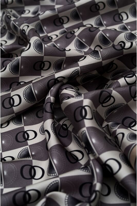 Logo Square Twill Silk Scarf Mink - 3