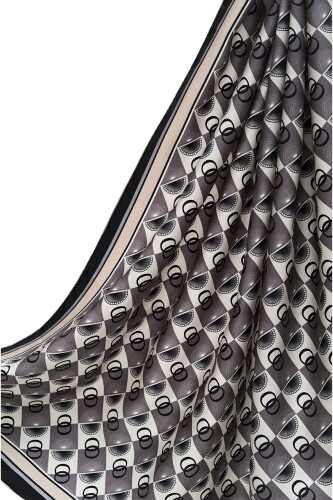 Logo Square Twill Silk Scarf Mink - 5