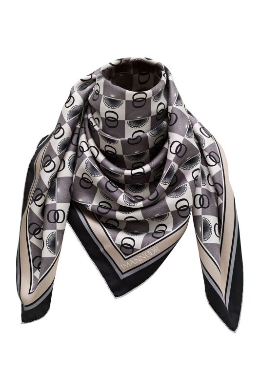 Logo Square Twill Silk Scarf Mink - 7