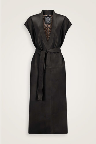 Long Brown Leather Vest - Imannoor (1)