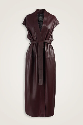 Long Burgundy Leather Vest - Imannoor (1)