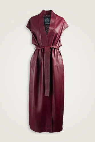 Long Cherry Brown Leather Vest - Imannoor (1)