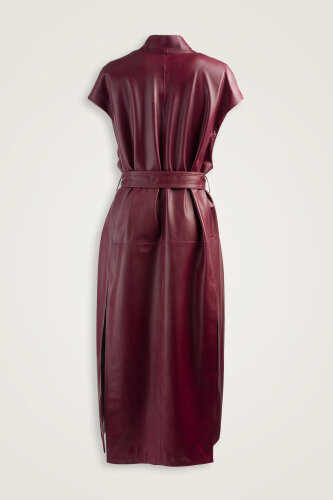 Long Cherry Brown Leather Vest - Imannoor (2)