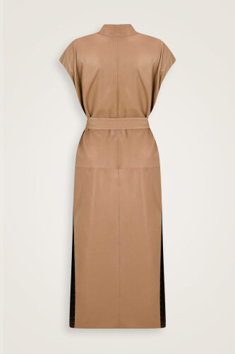 Long Milky Brown Leather Vest - Imannoor (2)