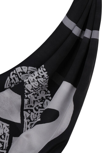 Lover's Knot Silk Shawl Black - 5